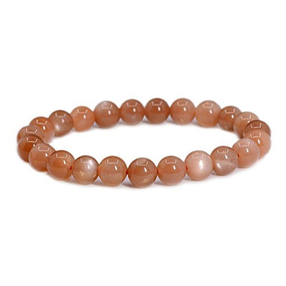 Justinstones Gem Semi Precious Gemstone 8mm Round Beads Stretch Bracelet 7 Inch Unisex - color: A Grade Orange Sunstone