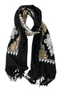 Urban CoCo Women's Embroidered Tassel Long Shawl Oversize Scarf Wraps for Women - color: #2-black