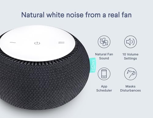 SNOOZ Smart White Noise Machine - Real Fan Inside for Non-Looping Sound, Portable Sleep Aid for Adults, Dogs, Pets, Travel, Home, Bedroom, Sleeping, Office Privacy, Therapy, & Baby Registry - Charcoal - color: Charcoal