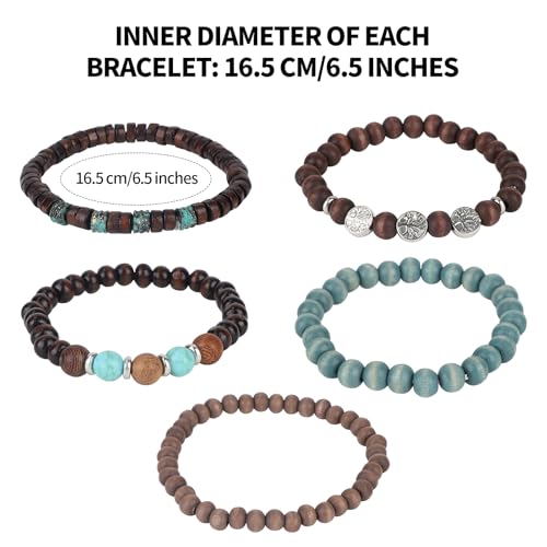 Mikovivi Beaded Bracelets for Women, Multilayer Boho Western Turquoise Bracelets Stackable Bohemian Bead Elastic Jewelry Gifts for Women Men