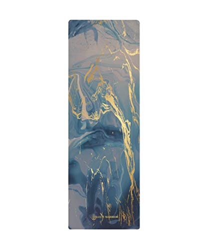Shakti Warrior Suede yoga mat - Premium Printed Natural Eco-friendly Non-Slip Mat Great for Hot Yoga, Pilates, Workouts (72 inch x 24 inch x 3mm thick)