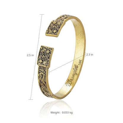 Montana West Wrangler Cuff Bracelet for Women Western Turquoise Adjustable Open Bangle Silver Plated Carved Floral Cowgirl Country Jewelry - color: Gold-Floral