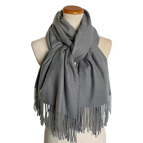 Rodaruus Women's Scarf Solid Color Shawl and Wrap. Super Soft Warm Long Large Scarf Pashmina with Cashmere Feel - color: Gray