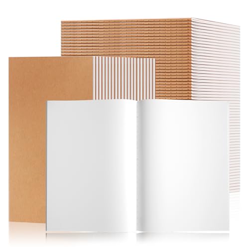 30PCS A5 Blank Kraft Notebooks Bulk, 8.3x5.5inch Unlined Paper Composition Notebook, 60 Pages Travel Journal Notebook Set for Work, School, Student,Kids and Writing