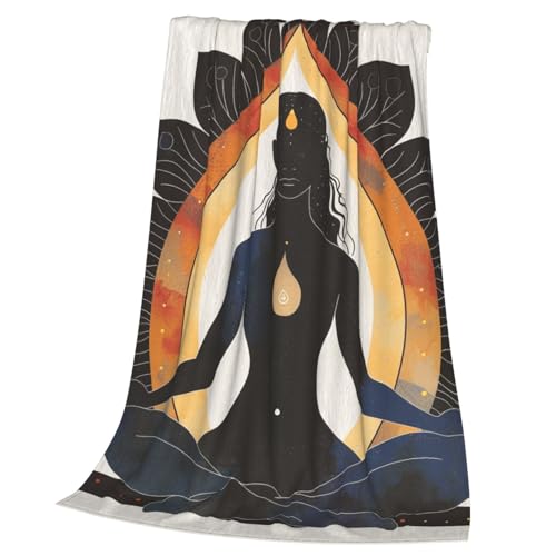Yoga Meditation Printed Flannel Throw Blanket, Plush Warm Sofa Throw Blanket for Couch, Bed, Travel, Camping, Cinema 60x50 Inch - size: 60x50 Inch
