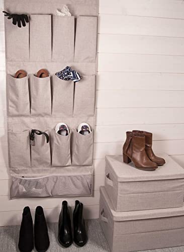Bigso Box of Sweden Small Storage Box with Lid and Handle - Fabric Storage Box Made of Polyester and Cardboard in Linen Look - Folding Container for Clothes, Accessories, Toys etc. - Beige
