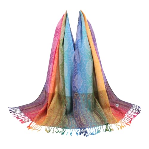 Rave Pashmina Scarf, Fashion Colorful Shawls and Wraps Soft Festival Scarves - color: A-light Purple