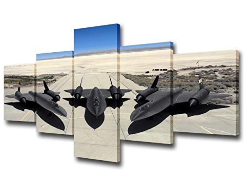 5 Panel Canvas Prints Three Air Force Plane -SR-71 Blackbird on Sunset Wall Art Military Airplane Giclee Canvas Pictures Stretched and Framed Paintings Artwork for Home Decor Ready to Hang50"W x 24"H - color: Artwork-31, size: 50"W x 24"H