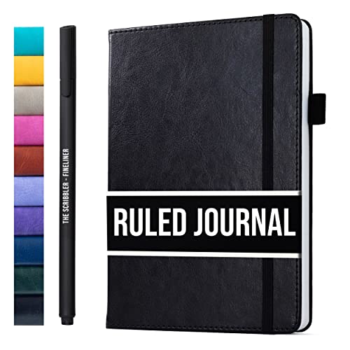 Lined Journal Notebook for writing | Ruled 200 pages, 120gsm Thick Paper with Sticky Notes,pen loop, elastic band, leather hard cover | Scribbles That Matter A5 journals for writing, 5.75x8.2 inches