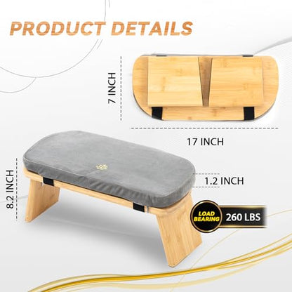 Meditation Bench, Bamboo Meditation Stool, Folding Kneeling Meditation Bench, Seiza Prayer Bench, Prayer Bench with Meditation Cushion, Kneeling Stool (Grey)