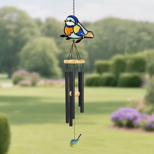 Wind Chimes for Outside Metal Aluminum 41.7" Inches Wind Chime with Brid Outdoor Decor Large Unique Chimes for Outside Festivals/Birthday for Mom Dad Grandma Home Garden Patio Decor - color: Multicolor