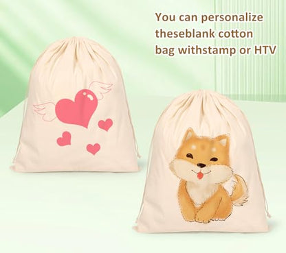 20PCS Cotton Produce Bags, 8X10inch Reusable Muslin Storage Bags with Drawstrings, Natural Cotton Bags, Washable, Biodegradable Linen Bag, Cloth Bags - color: L - 8x10inch