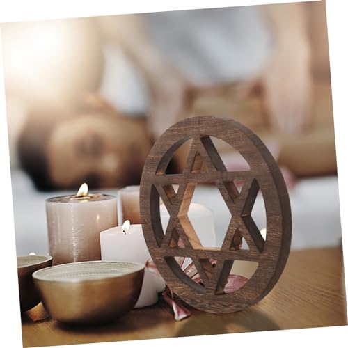 Homoyoyo Hand Carved Wooden Altar Tiles - Rustic Round for Astrology - 20x20cm Decor