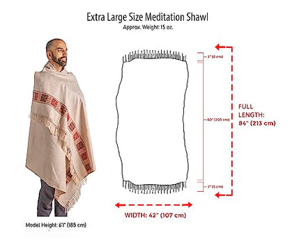 Meditation Shawl or Blanket, Vegan Wool Wrap, Oversize Scarf, Indian Blanket. Unisex - color: Light Brown