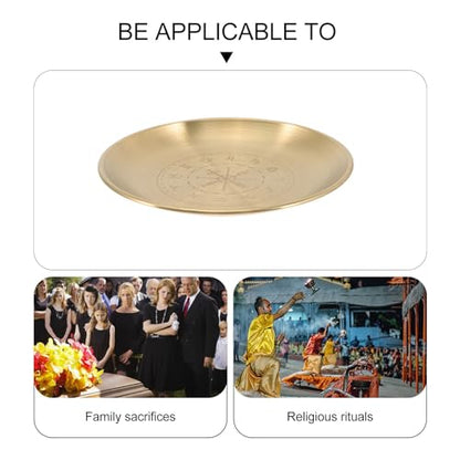 Altar Plate Candle Holder Candlestick Decorative Candle Stand Tealight Tray for Home Witchcraft Altar Supplies 14cm Golden