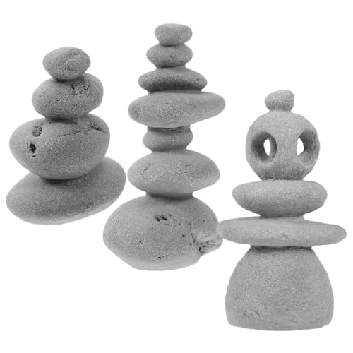 ABOOFAN 3pcs Stacked Ornament for Zen Garden Decor Home Desktop Landscape Stones for Fish Tank Outdoor Decoration Lifelike Landscape Accent for Relaxation