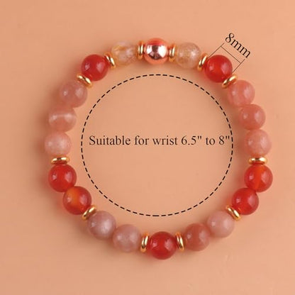 KSQS Healing Stone Bead Bracelet for Women, Natural Gemstones Balance Protection Bracelet, Spiritual Crystal Beads Bracelet Anxiety Relief with Meaning Card - style: Charisma