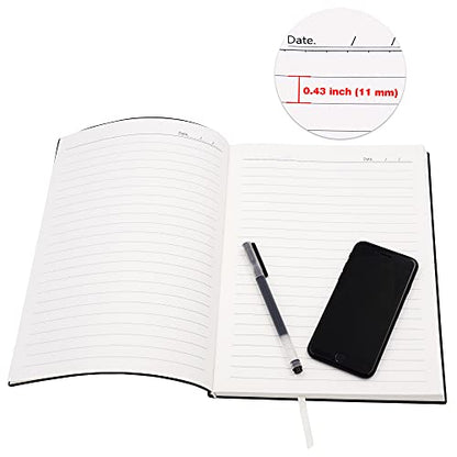 Large Journal Notebook, Lined Papers, A4 8.4x11.4 inches, 200 Pages, Soft Faux Leather Cover (Black, Ruled) - color: Black, Ruled, 200Pages
