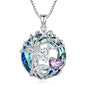 TOUPOP s925 Sterling Silver Family Celtic Tree of Life Pendant Necklaces with 2 Heart Birthstone with Blue Austrian Crystal Jewelry Birthday Valentines Day Gifts for Her, Anniversary Christmas Gifts for Wife Girlfriend Mom (18K Real White Gold Filled) - c