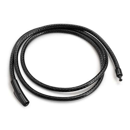 Waterproof Braided Leather Necklace Cord Chain for Men Women, with Sturdy Silver/Black Clasp, 2MM/3MM Flexible Brown/Black Rope Chain for Pendant 16"-30" Length (Send Gift Box) - color: A: Black-3MM-Black Clasp, size: 18 inches