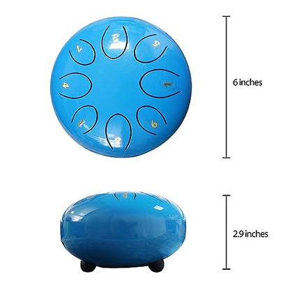 rain drum for outside，Steel Tongue Drum 8 Notes 6 Inches Chakra Tank Drum Steel Percussion Padded Travel Bag and Mallets，Musical Education Entertainment Meditation Yoga Zen Gifts(Light blue) - color: Light blue