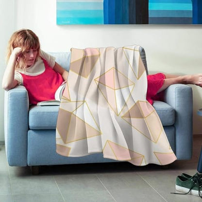 Generic Fuzzy Plush Flannel Blanket, 50"x40", Pink, Geometric Pattern, Heavy Weight, Throw Blanket, Perfect for Reading, Napping, Camping, Travel - color: Pattern (127), size: 50"x40"