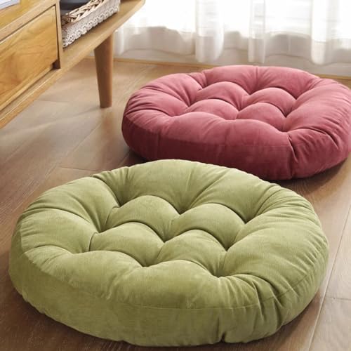 Round Corduroy Floor Pillow Dual Tatami Floor Cushion Thicken Washable Seat Cushion for Industrial Dining Living Room Kitchen