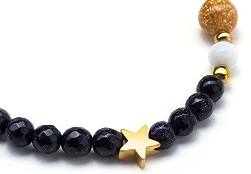 Fesciory Women Solar System Bracelet Universe Galaxy The Eight Planets Guardian Star Natural Stone Beads Bracelet Bangle Gifts - color: Blue Sandstone(Stretch)
