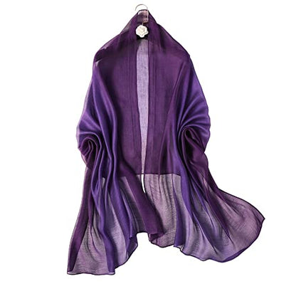 WINCESS.YU Women Gradient Scarf Long Shawls and Wraps Fashion Plain Pashmina Formal Scarf - color: Purple Gradient