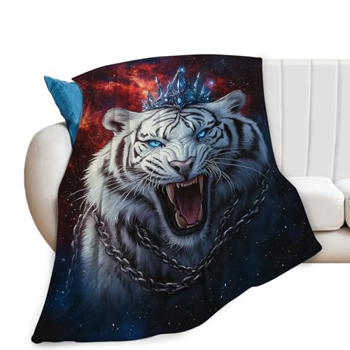 Tiger Blanket, Animal Throw Blanket, Tigers Gifts, Animals Blankets, White Tiger Stuff Fleece Flannel Plush for Women Men Boys Girls Lovers Adults Soft Bedding for Sofa Bed Office Home Decor 60"X50" - color: Tiger, size: 60"x50"