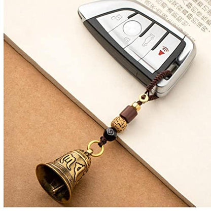 Vintage Brass Bell Six-Word Bell Keychains Tibetan Buddhist Meditation Bell Lanyard Car Hanging Pendants Accessories
