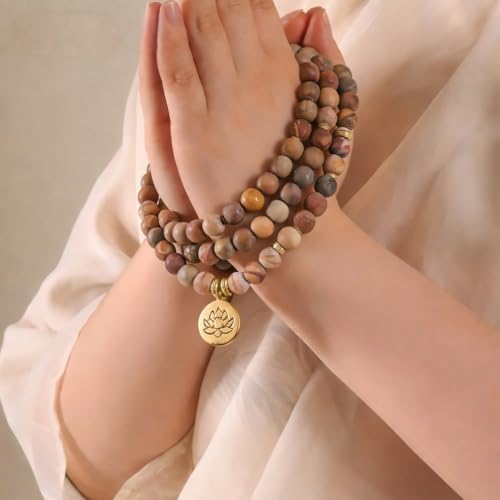 Mala Bead Strand Bracelet, 108 Buddhist Prayer Beads Yoga Meditation Green Malachite Beads Necklace Women man - style: Picasso Beads