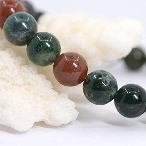 Angelstones Handmade Natural Healing Gemstone 8mm Round Beads Stretch Crystal Bracelet 7 Inch Unisex - color: Multicolor Indian Agate