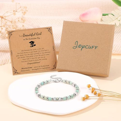 JoycuFF 𝗚𝗶𝗳𝘁𝘀 𝗳𝗼𝗿 𝗪𝗼𝗺𝗲𝗻 𝗠𝗼𝗼𝗻𝘀𝘁𝗼𝗻𝗲 𝗕𝗿𝗮𝗰𝗲𝗹𝗲𝘁 Amazonite Colorful Imperial Jasper Stainless Steel Beads Bracelets, Graduation Christmas Valentines Mothers Day Birthday Gifts - style: Graduation Gifts-She Believed...-Amazonite