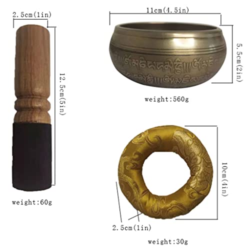 Copper Bowl 11cm Handmade Tibetan Singing Bowls Scripture Buddha Sound Bowl Yoga Meditation Buddha Sound Bowl Ornamentfor for Healing Prayer Bowl,C - color: C