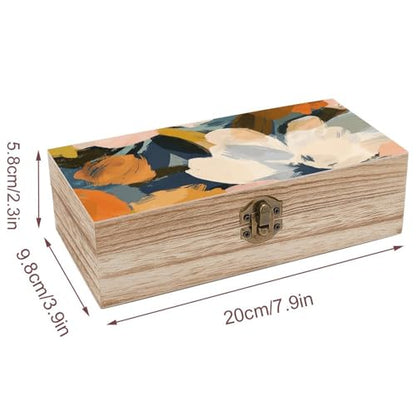 Warm Earth Tone Wooden Box Wooden Storage Box Wooden Boxes for Storage Wooden Box with Hinged Lid Wooden Jewelry Box Wooden Jewelry Box for Women Small Wooden Box