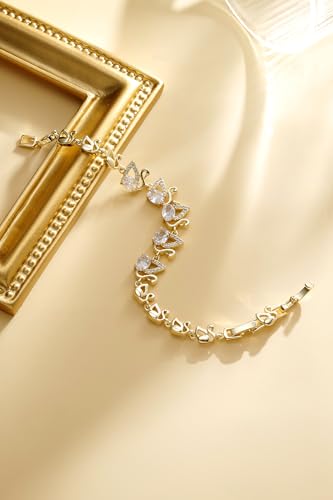 Bracelet for Women 14K Gold Plated Dainty Chain Simple Jewelry - style: Gold-Plated Crystal