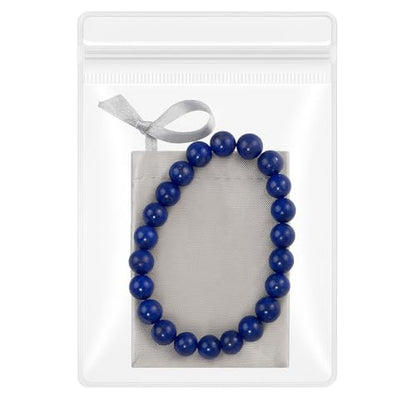 Lapis Lazuli Healing Bracelet – Real Crystal Beads for Stress Relief, Meditation & Chakra Balance – Natural Gemstone Jewelry Gift for Women & Men, Adjustable Stretch Fit - style: round(no gift box)