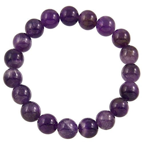 Falari 10mm Natural Semi Precious Gemstone Stretch Bracelet Unisex - color: Amethyst