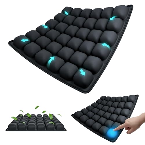 Inflatable Seat Cushion for Long Sitting – No External Pump Required (Inflates Using a Built-in air Valve), Adjustable Air Cushion for Office Chair, Airplane Travel, Car & Wheelchair