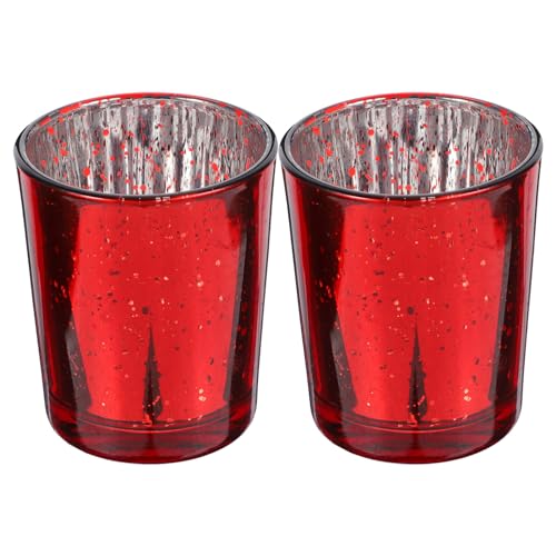 VOSAREA 2pcs Tea Light Candle Holders Red Altar Holders Home Decor Centerpiece