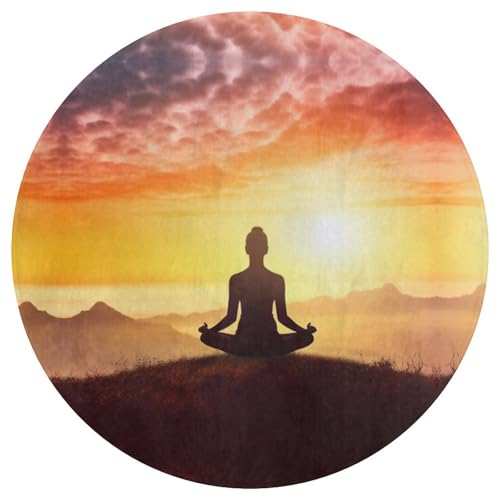Coral Velvet Mat Round Plush Yoga Meditation Area Rug Anti Slip Floor Carpet Modern Area Rugs Home Decorative for Indoor Office Kitchen Bedroom Living Dining Room 80 * 80cm - size: 2'7" (Round)