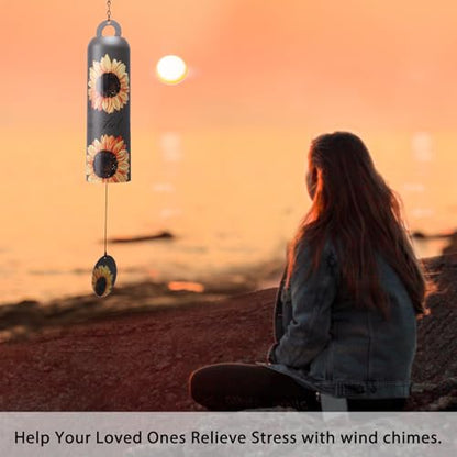 Taman Wind Chime - 28" Sunflower Metal Wind Bell Deep Tone Serenity Valentine's Day Gift Mobile Memorial Sympathy Gift for Home, Outdoor, Yard, Patio,Garden Decor