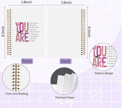 You Are Enough Inspirational Notebook Journal 5.5x8.3, Motivational Affirmation Journal Notebooks for Note Taking, Positive Affirmation Gifts Hardcover Spiral Notebook - color: Inspirational Notebook 05