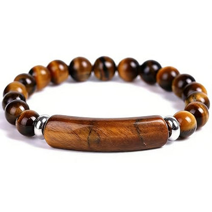 Kim Carrey Italian Tiger's Eye Mens Bracelet Stainless Steel Waterproof, Men's Bracelets Birthday Annivesary Gift for Him