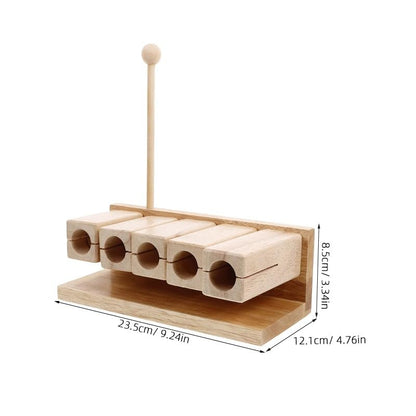 5-Tone Wood Percussion Block with Hammer – Maple Rhythm Blocks for Orff Instruments, Yoga, Meditation, and Music Therapy – Clear Sound, Hand Polished Finish