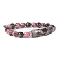 Justinstones Gem Semi Precious Gemstone Love Heart Charm Stretch Beaded Bracelet Unisex - color: Rhodonite