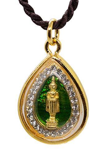 Artschatz Weekday Birthday Buddha Golden Colorful Thai Pendant, Amulet, Necklace, Charm, Sunday, Monday, Tuesday, Wednesday, Thursday, Friday, Saturday - style: Wednesday - Phra Um Bhat “Receiving"