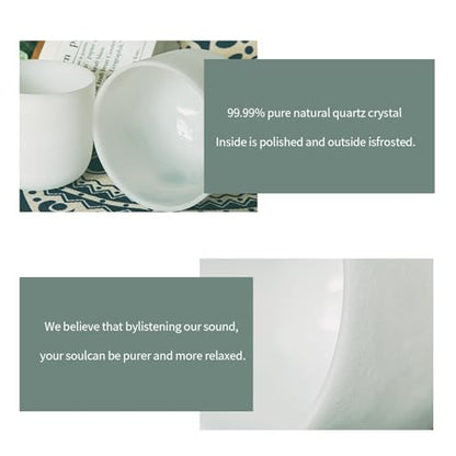 Hye-eun Crystal Singing Bowls Set, 432hz of 3pcs Singing Bowls 8-12 Inch G E C with Carrying Case for Sound Healing Meditation