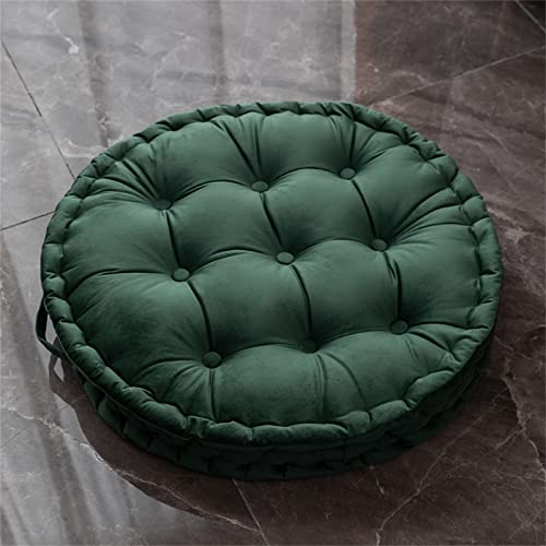 Meditation Floor Cushions, 24 inch Large Floor Pillows Seating for Adults Solid Thick Round Meditation Floor Cushion for Yoga Balcony Living Room Outdoor (Dark Green) - color: Dark Green